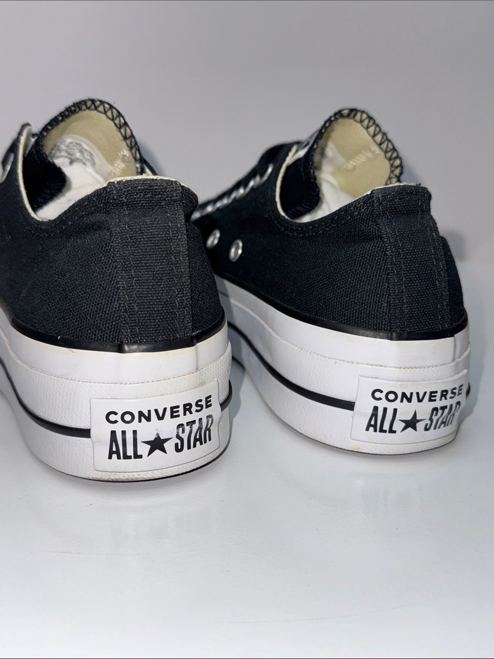 Converse Low-Top Platform Sneakers in Black and White - Picture 3 of 8